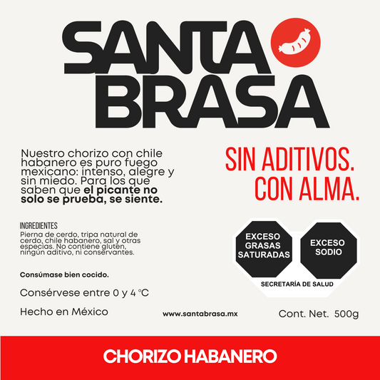 Chorizo Artesanal de Habanero 500g | Santa Brasa | Sin Aditivos