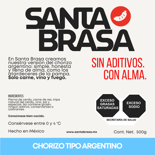 Chorizo Argentino Artesanal 500g | Santa Brasa | Sin Aditivos